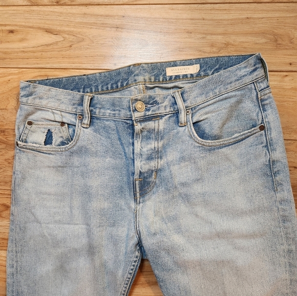 Allsaints Cigarette Jeans Stretch Slim Skinny Distressed Mens Size W33 - Picture 2 of 9